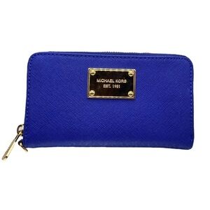Michael Kors Royal Blue Saffiano Leather Full Zip Organizational Wallet/Wristlet